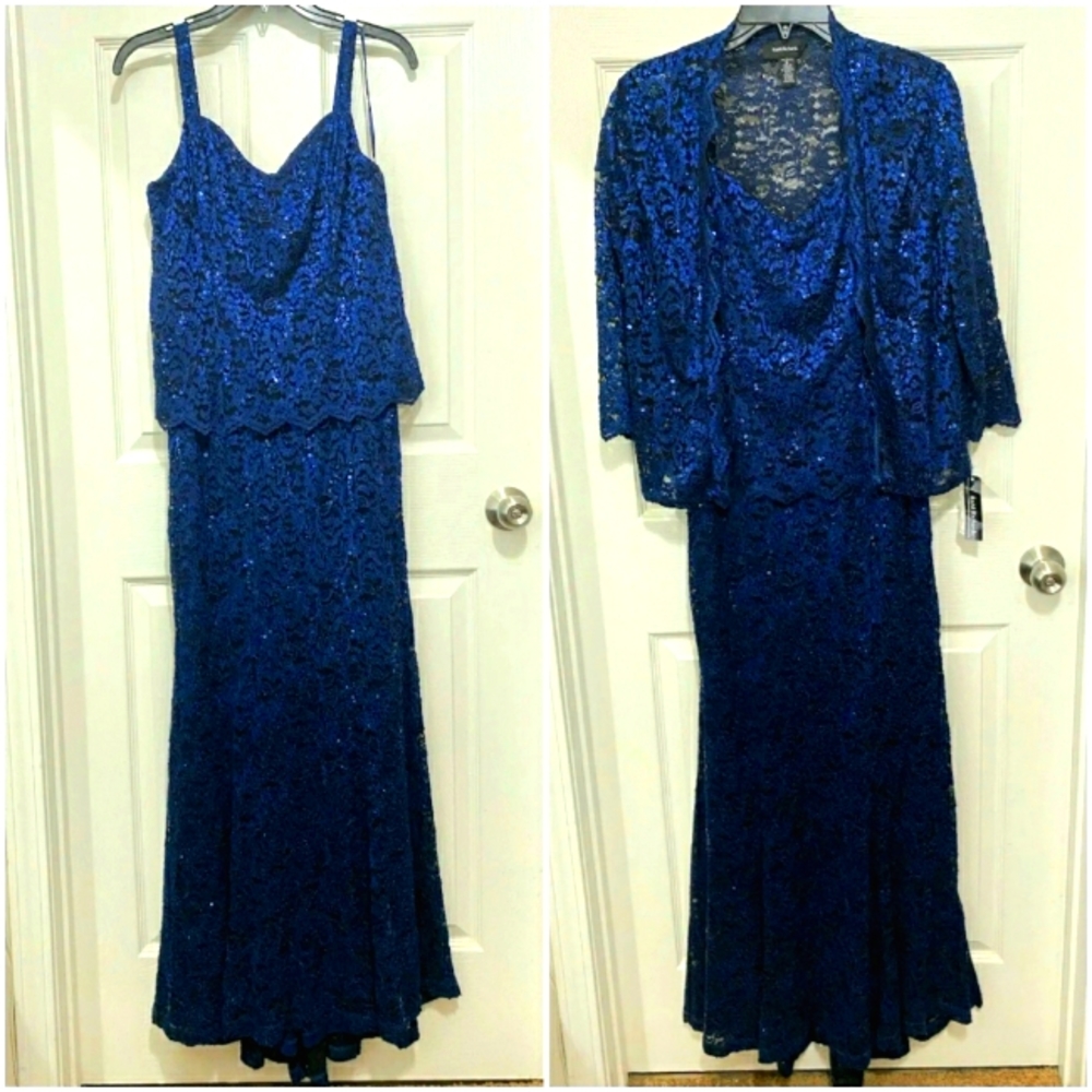 R&M Richards Prom Dress - Blue 2-Piece Ball Gown - Size 6 - Brand New With Tags